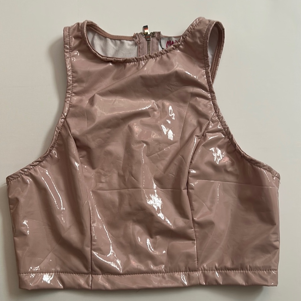 Faux leather crop top set